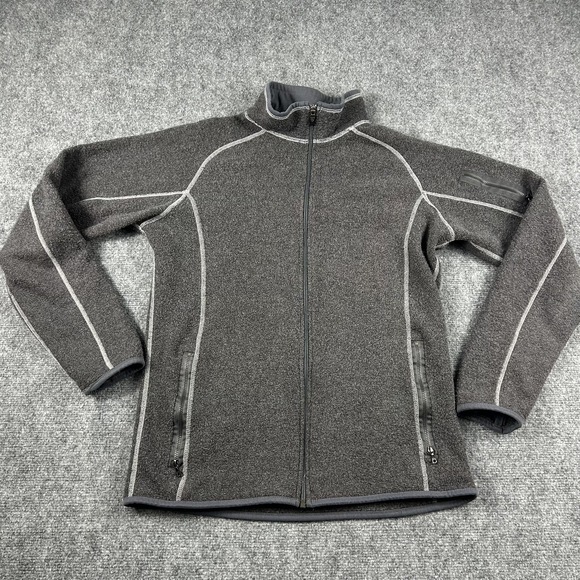 Kuhl Jacket Mens Large Gray Alfpaca Fleece Full Zip Thumbholes Hiking Outdoor